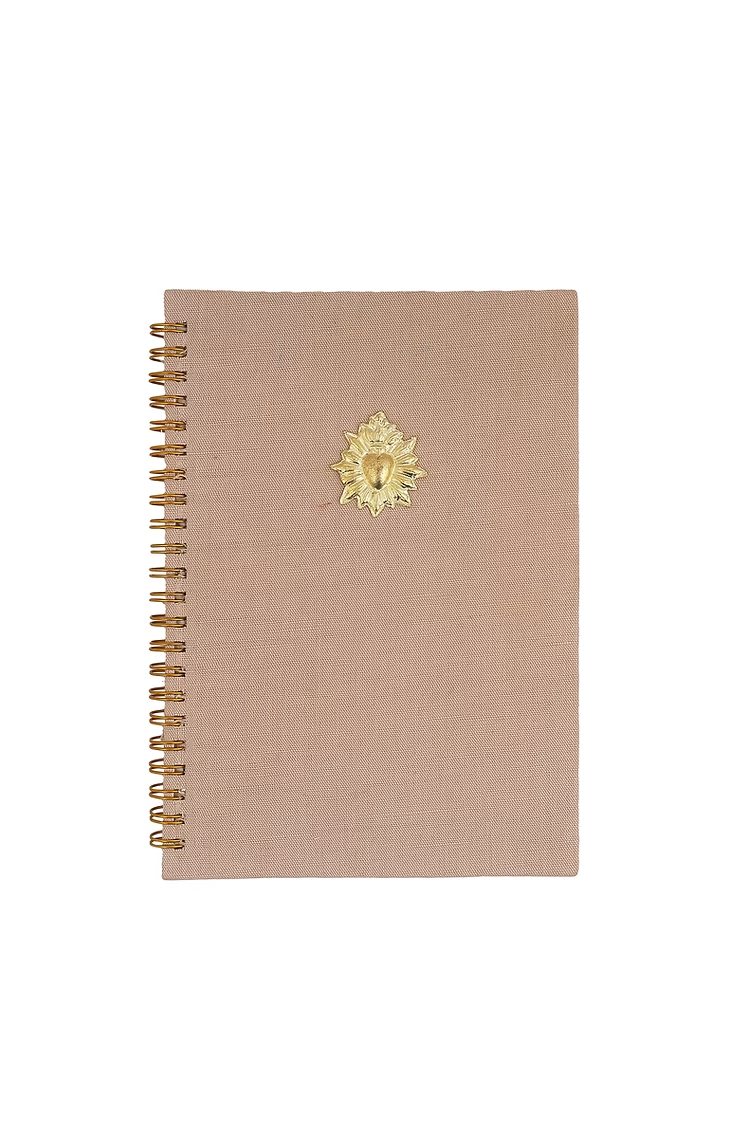 Carnet journal lin coeur doré