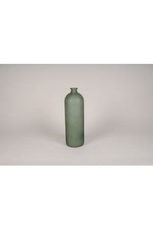 Vase bouteille en verre givré vert D13m H41cm