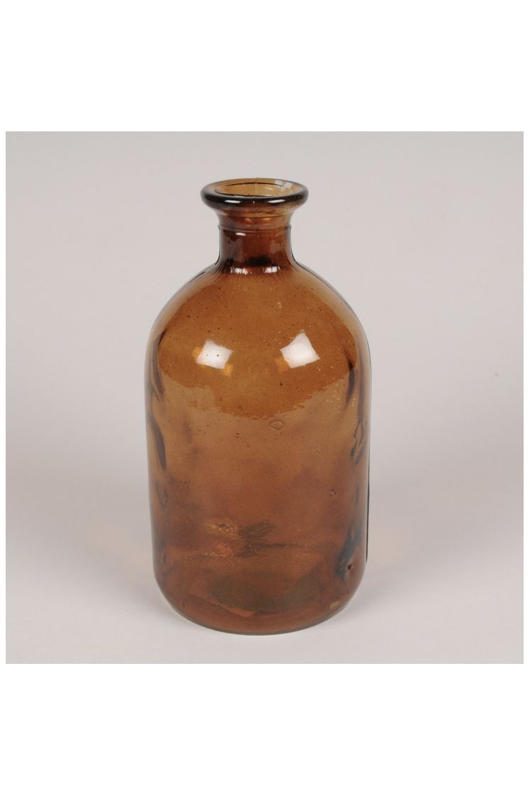 Vase bouteille en verre ambre D11cm H20.5cm