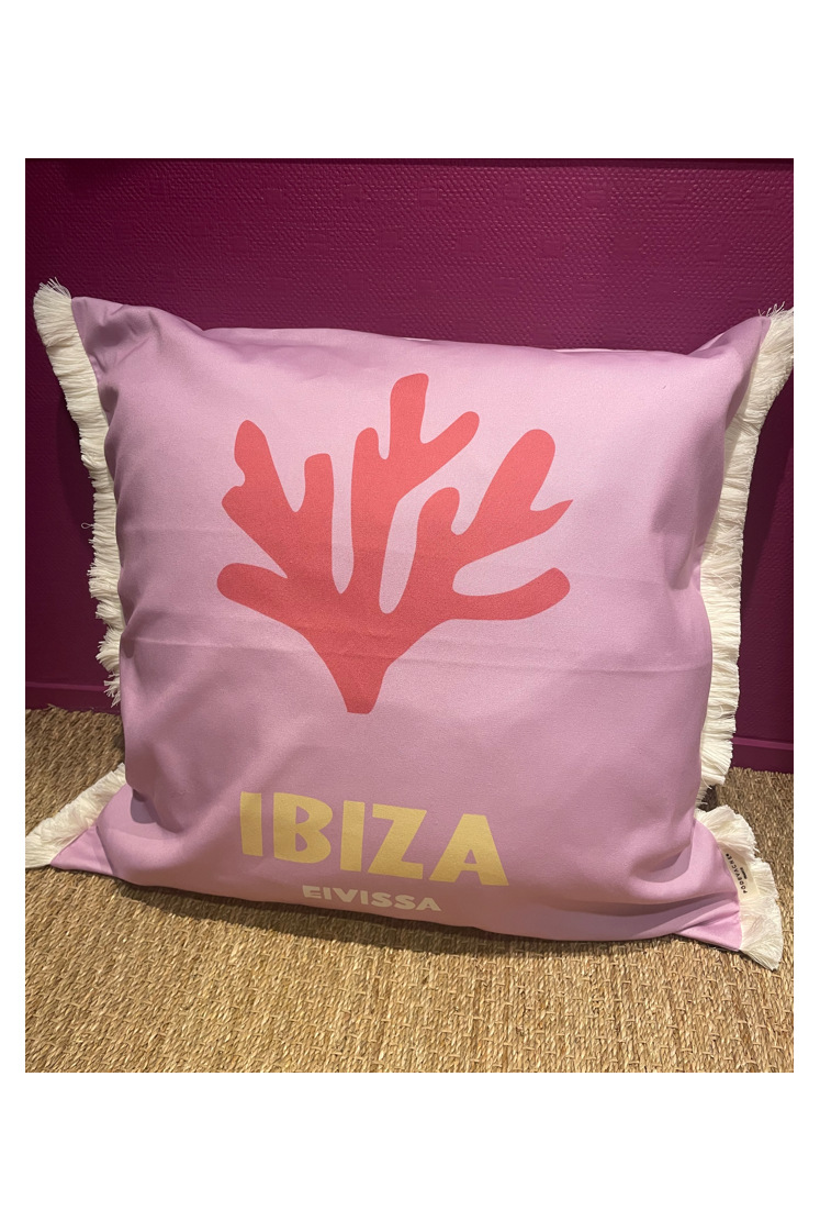 Gros coussin carré à franges extérieur IBIZA - PODEVACHE