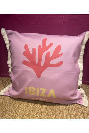 Gros coussin carré à franges extérieur IBIZA - PODEVACHE