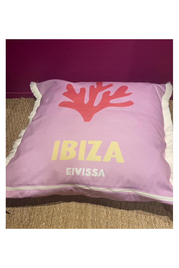 Gros coussin carré à franges extérieur IBIZA - PODEVACHE