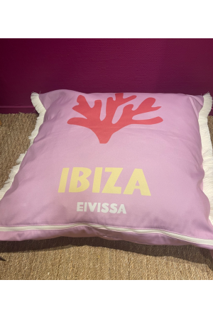 Gros coussin carré à franges extérieur IBIZA - PODEVACHE