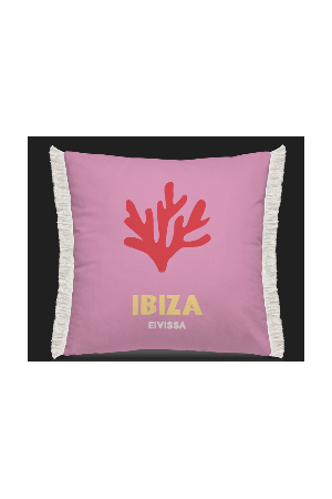 Gros coussin carré à franges extérieur IBIZA - PODEVACHE