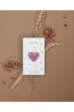 Pin's Coeur léopard violet & rose