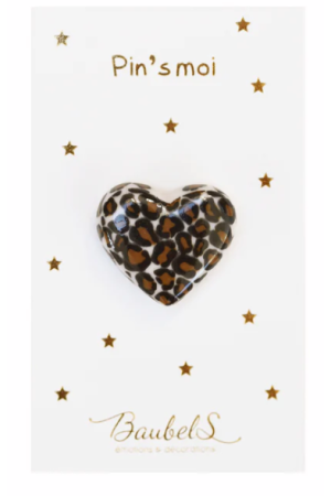 Pin's Coeur léopard marron & noir