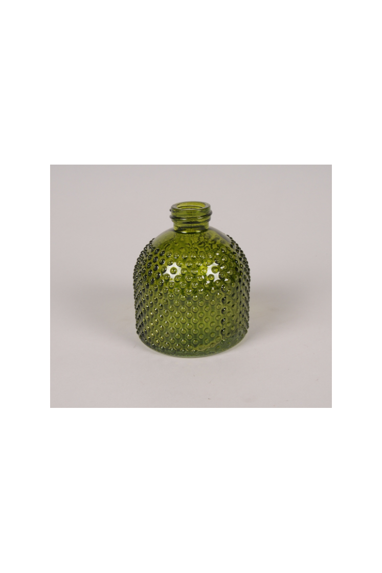 Vase soliflore en verre vert D7.5cm H9cm