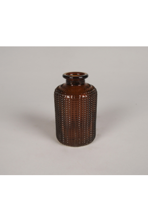 Vase bouteille en verre ambre D6cm H10cm