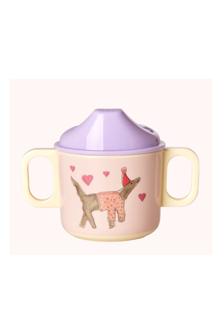 Set de vaisselle pour enfants en mélamine - Rose pâle - Imprimé Party Animal