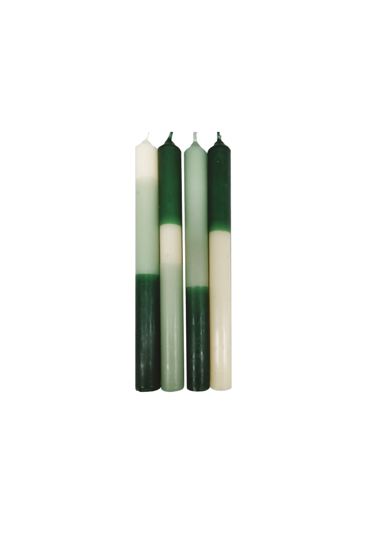 Bougie longue bicolore verte D2,2 H25cm