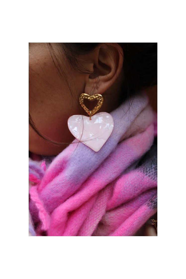 Boucles d'oreilles coeur rose