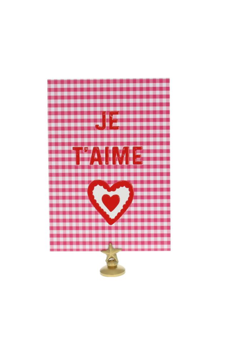 Carte Je t'aime vichy rose