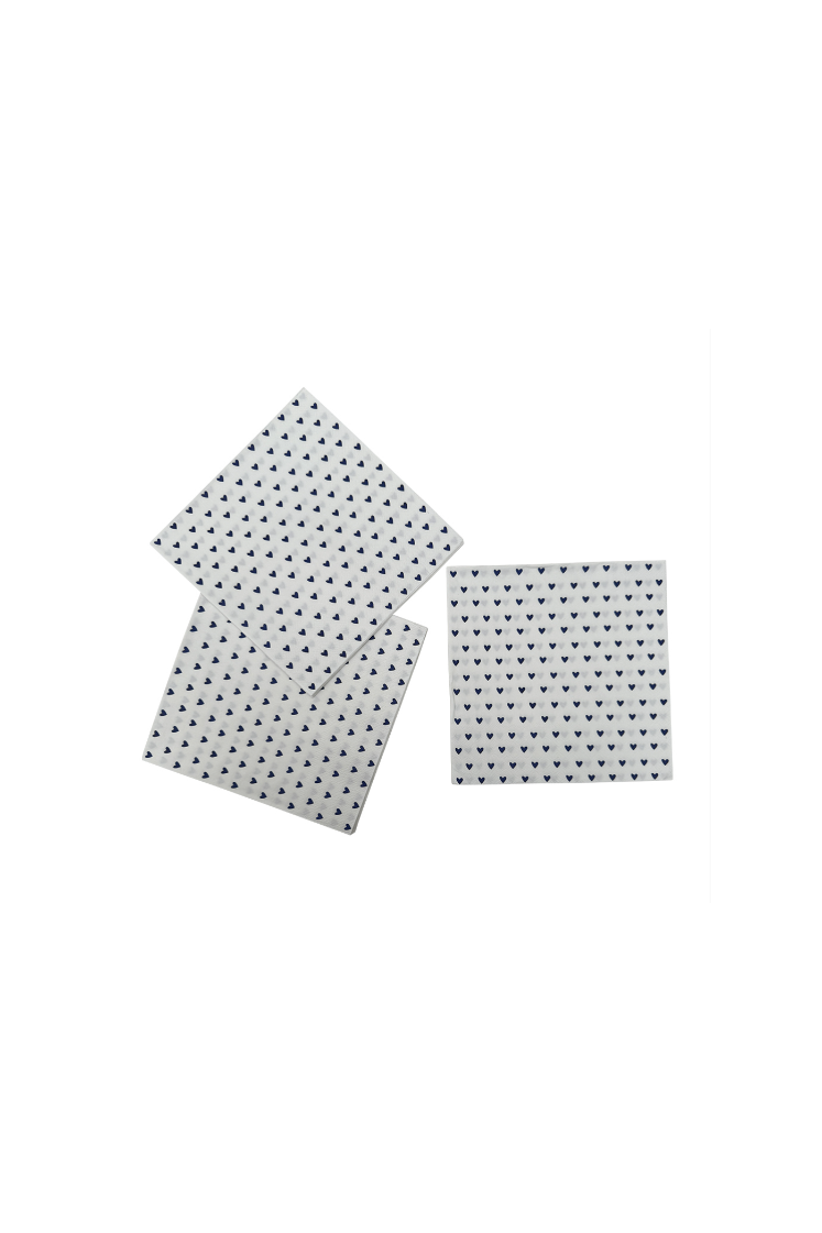 serviette papier cœur bleu x20