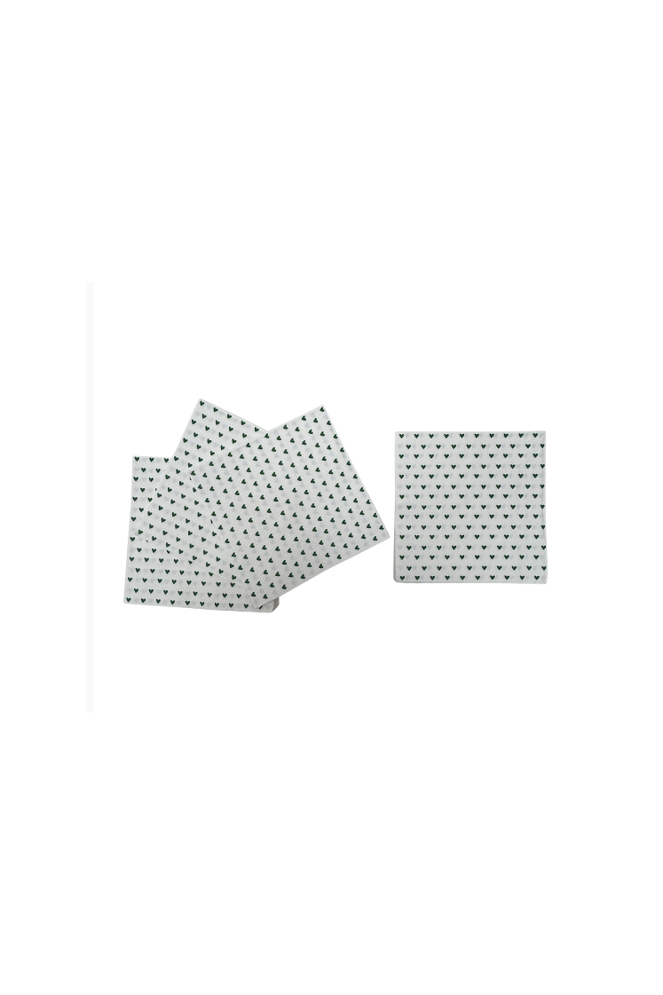 serviette papier cœur vert x20