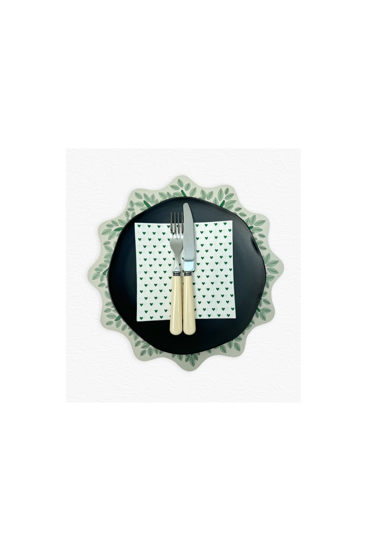 serviette papier cœur vert x20