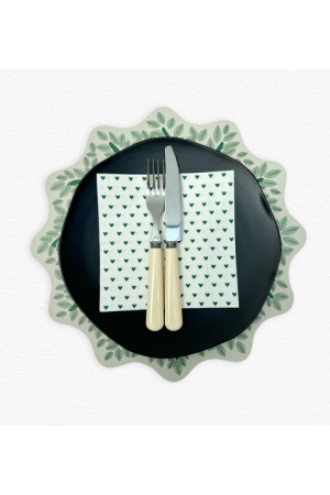 serviette papier cœur vert x20