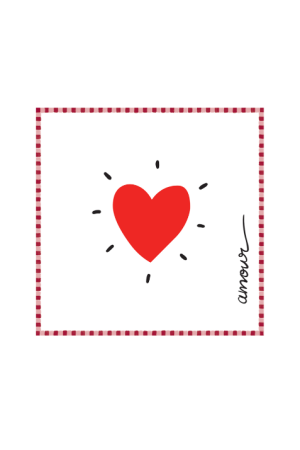 Serviette papier cœur rouge x20